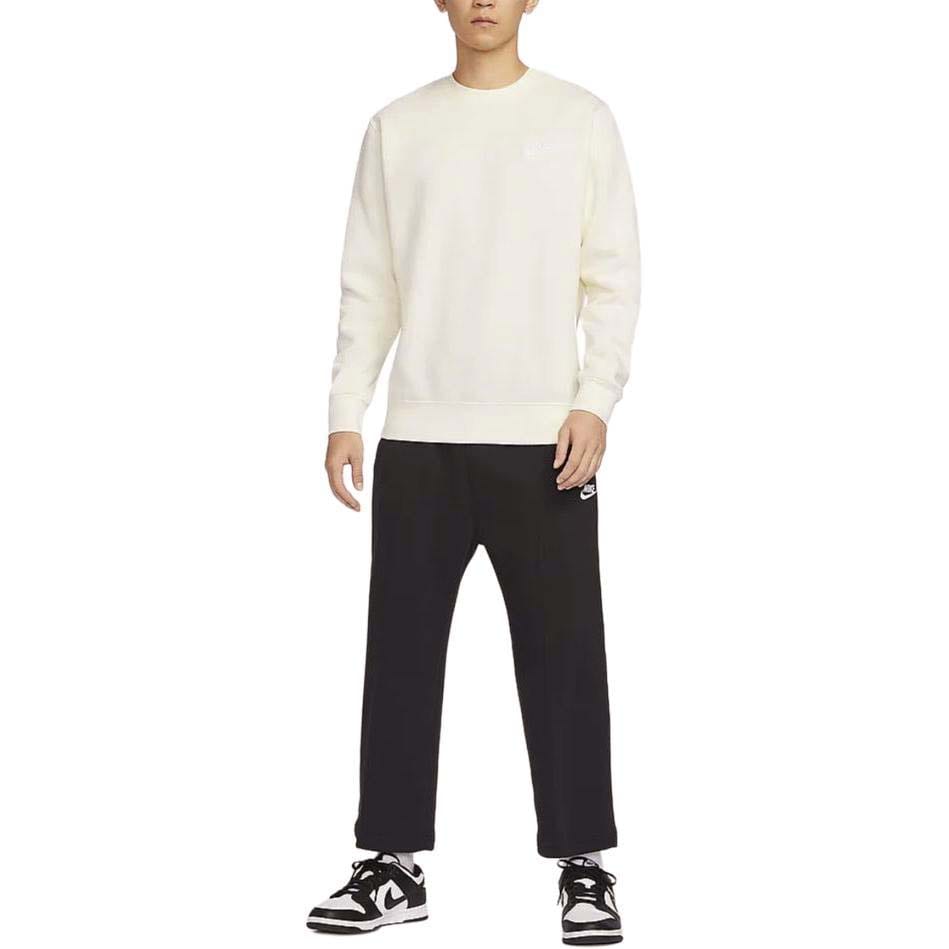 Nike Sportswear Club Fleece Solid Color Crew Neck Casual Fleece Lined Without Hood Sweatshirt Men's Sail White BV2663-133