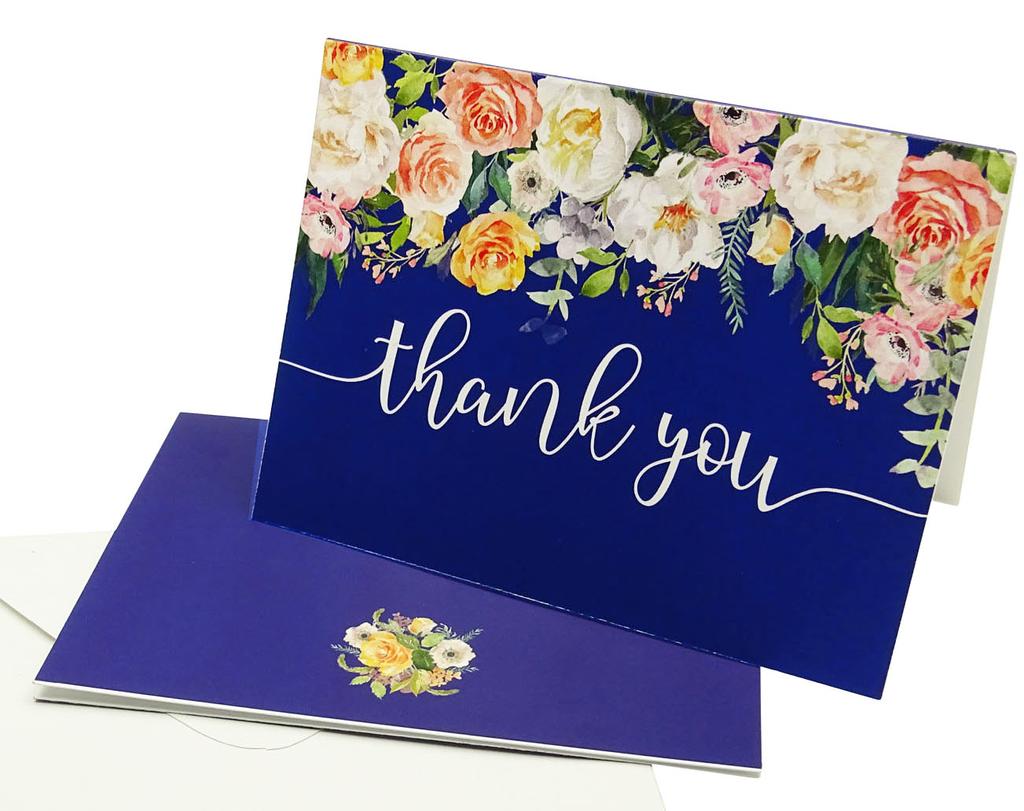 Darling Souvenir Dankeskarten zur Hochzeit mit Blumenmuster und weißen Umschlägen