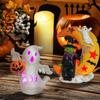 Halloween Decoration Light Up Ghost Pumpkin Witch Moon Figurine Spooky Glowing Resin Statue Tabletop Ornament for Living Room Kitchen Home Decor