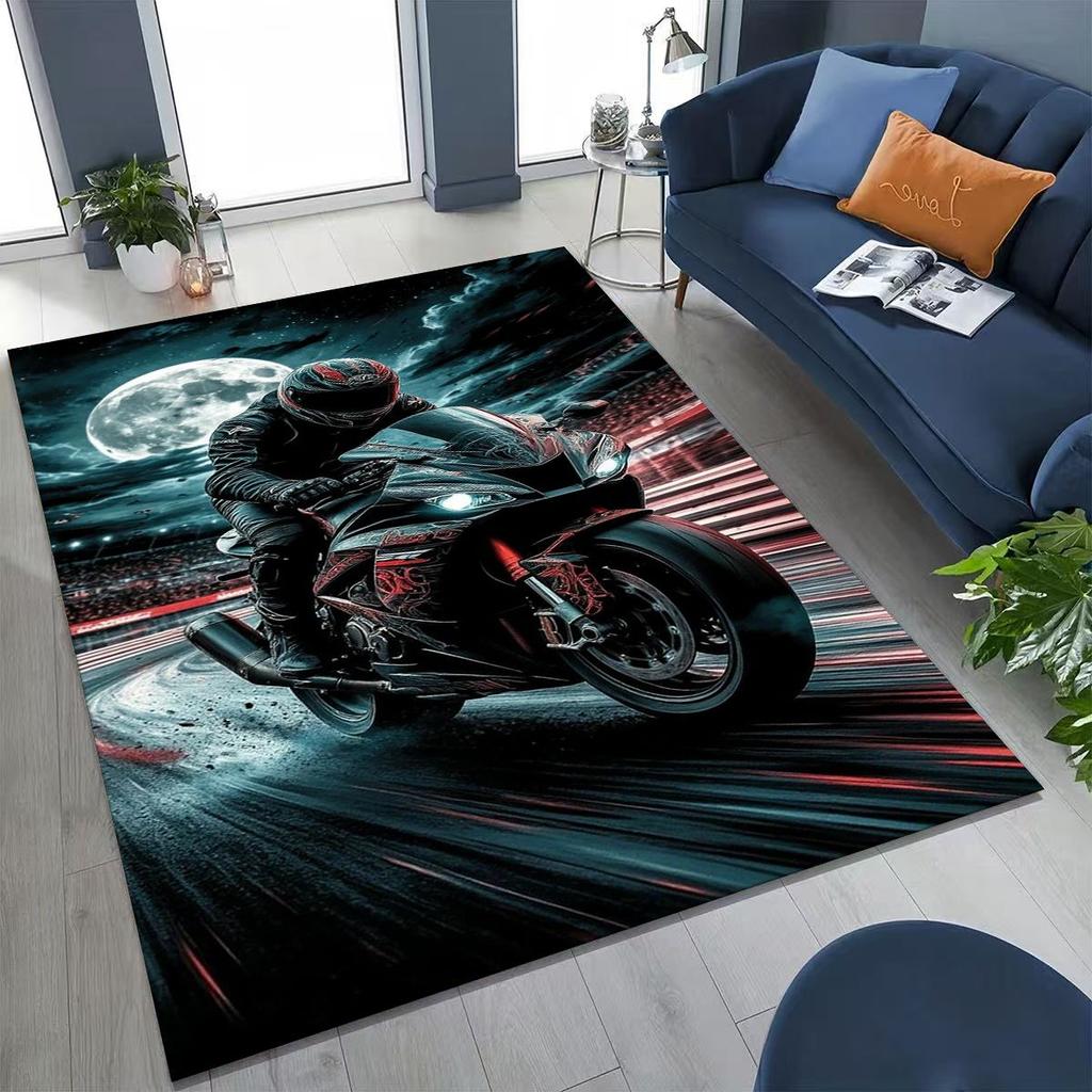 Alfombra Decorativa Personalizada para Motociclista, Motocicleta, Arte, para Dormitorio, Sala de Estar, Sofá, Felpudo de Entrada del Hogar, Alfombra de Piso Grande Antideslizante para Niños