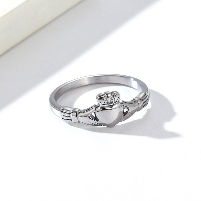 Edelstahl Irischer Claddagh Ring Herz Krone Hochzeitsversprechen Band für Damen Herren Größe 4-10