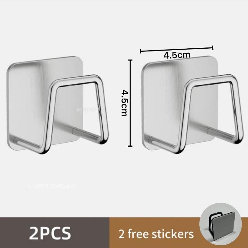2pcs Stainless Steel Kitchen Sink Sponge Holder Tray Drainer Rack Self Adhesive Hook Sink Storage Holder Kitchen Accessories