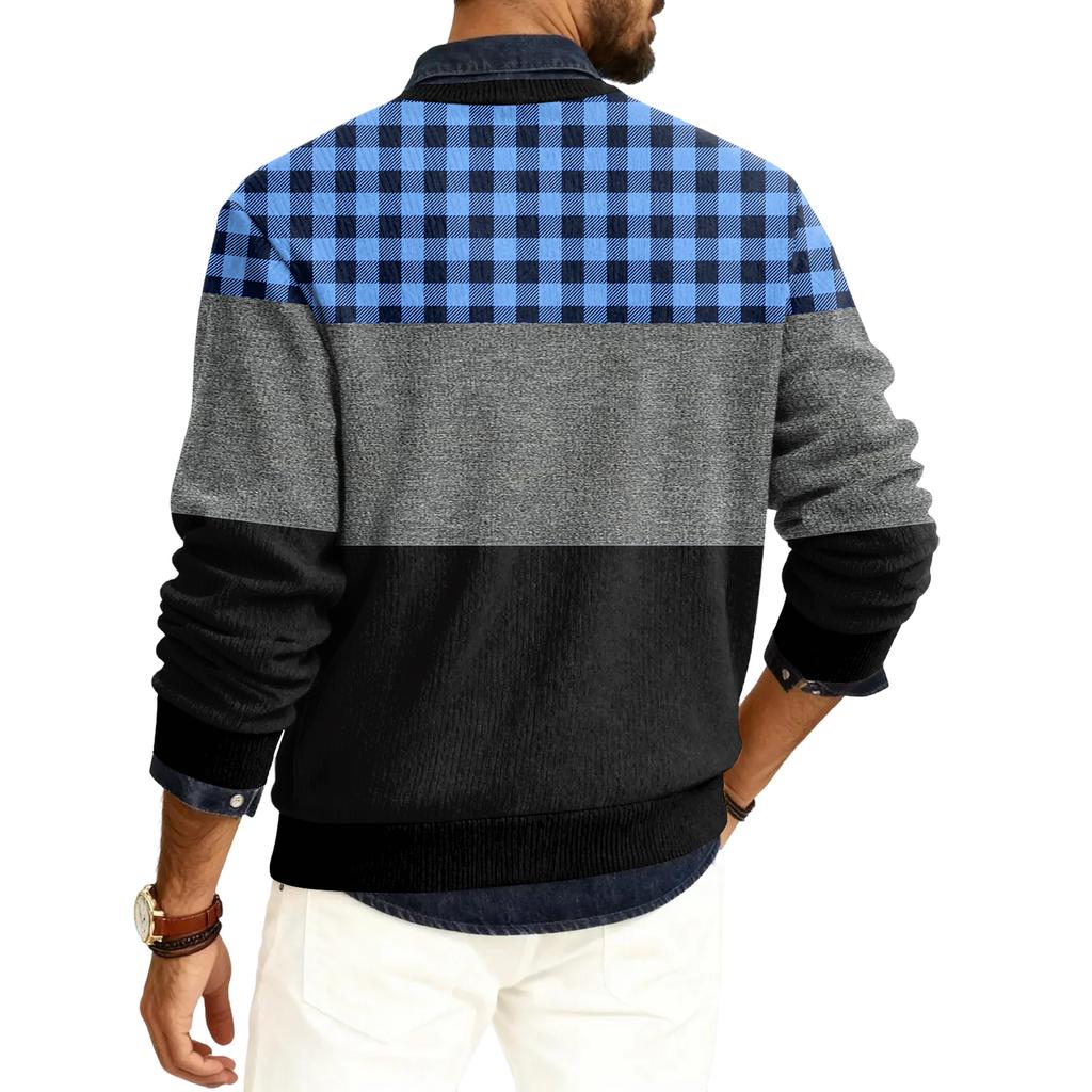 Men's Round Neck Long Sleeve Ribbed Knit Pullover