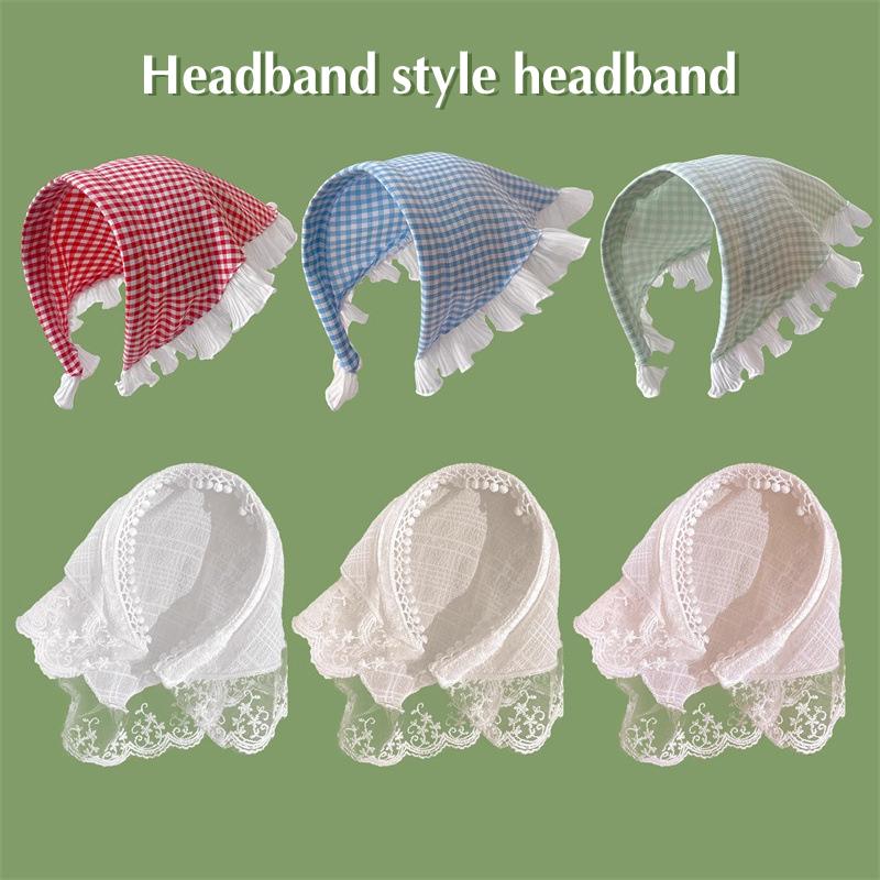 Lace Triangle Hair Scarf Headband Countryside Style Innovative Design Lotus Leaf Edge Mesh Sweet Girls Hair Accessories Gift