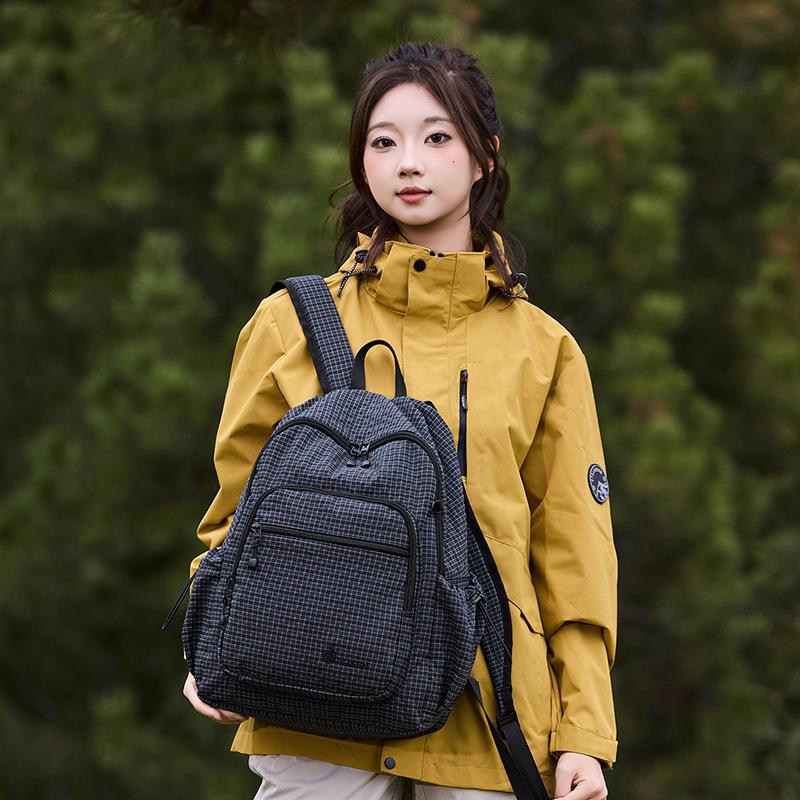 Neuer Rucksack mit kontrastierendem Karomuster, Retro-Pendler-Computer-Rucksack, Studenten-Rucksack mit großem Fassungsvermögen