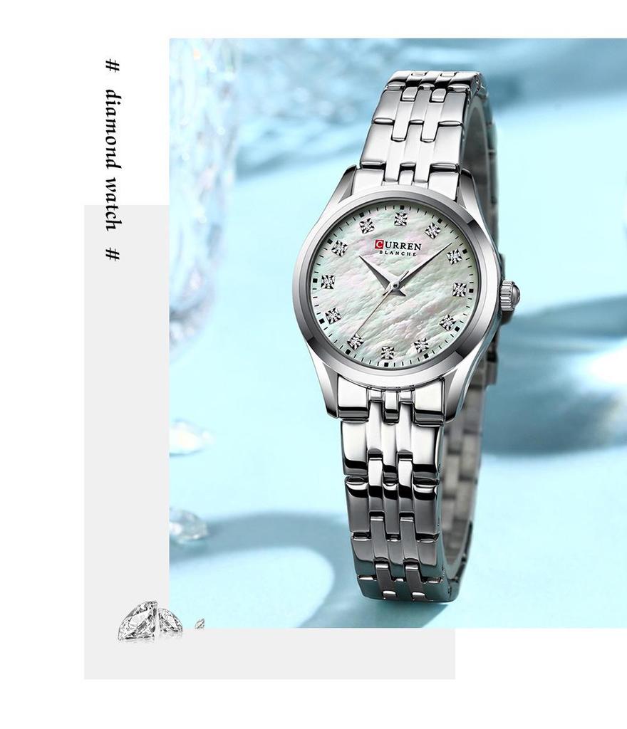 CURREN 9111 Women's Waterproof Steel Band Quartz Fashion Casual Wristwatch