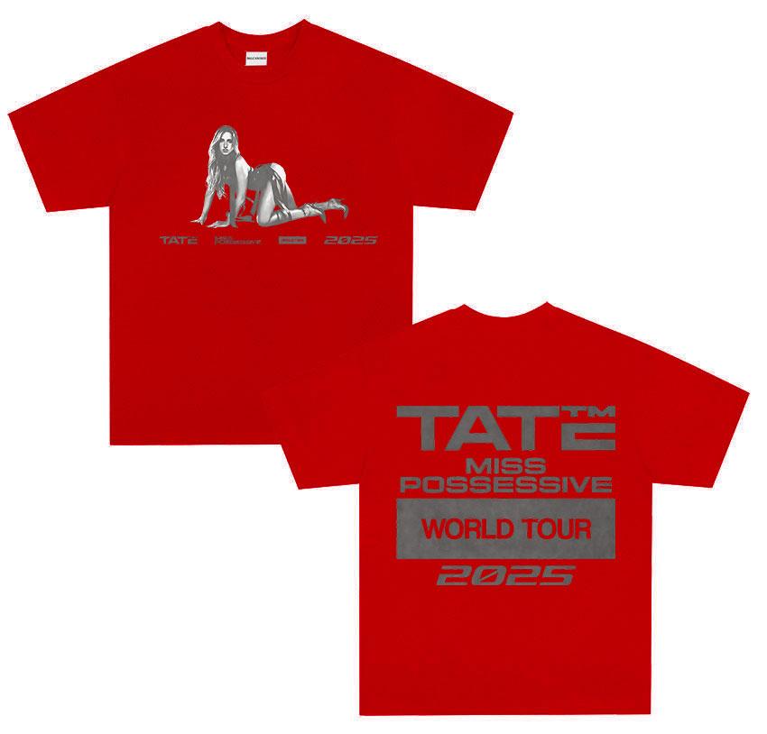

90s Vintage Tate McRae Miss Possessive Tour 2025 New Merch Tee Shirt Unisex Fashion Harajuku High Quality Cotton Tees Streetwear 3XL