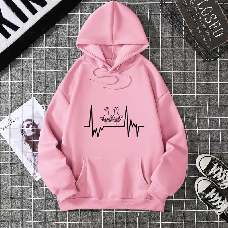 Heartbeat Runner Graphic Hooded Sweatshirts New In Hoodies & Sweatshirts Essentials Winter Thick Sweater Hoodie Women Clothes