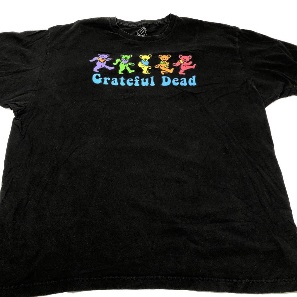 Grateful Dead Rainbow Dancing Bears Band Logo size 2XL Black T Shirt Bob Weir