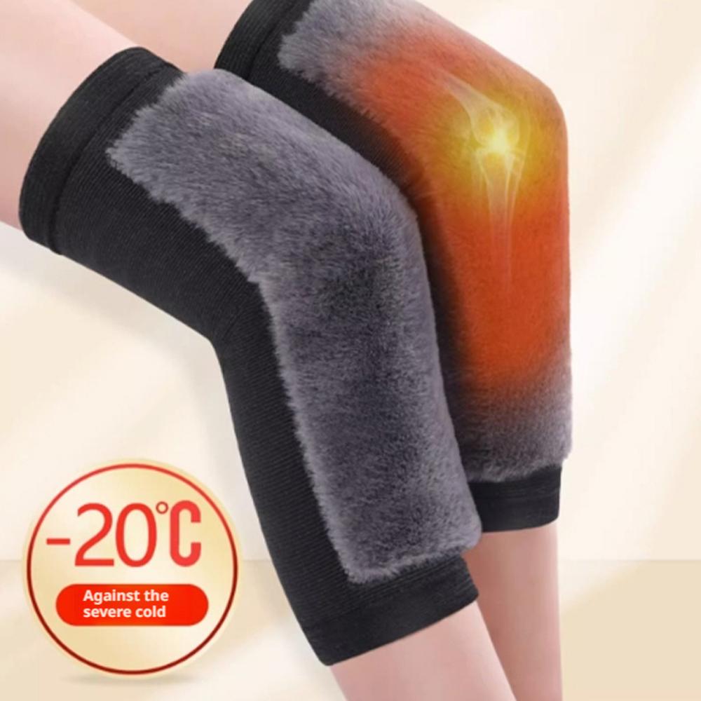 Winter Warme Kniegelenkschmerzen Arthritis Kaninchenfell Knie Atmungsaktiv Elastisch Winddicht Knieschützer Damen Herren Kalte Bein Knieschoner