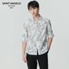 Baoxiniao Men's Printed High-Stretch Business Casual Long-Sleeve Shirt