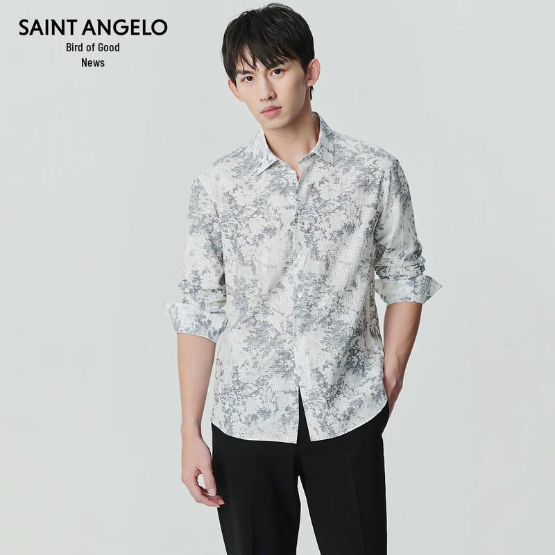 Baoxiniao Men s Printed High-Stretch Business Casual Long-Sleeve Shirt 48