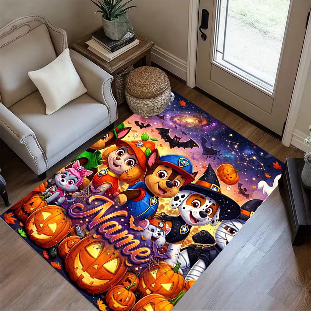 Bluey Halloween Party Customize Your Name Area Rug Design for Kitchen Foyer Outdoor Living Rooms Antislip Carpet Anime Office Decor Best for Christmas