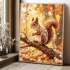 Stretched Frame Pearl Art Kit Autumn Squirrel Pattern DIY Sparkling Bead Canvas Relaxing Hobby Gift for Handicraft Lovers Best Home Decor Art