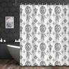 1pc Black and White Line Feather Circle Print Shower Curtain, with 12 Hooks, Bath Curtain, Bathroom Accessory