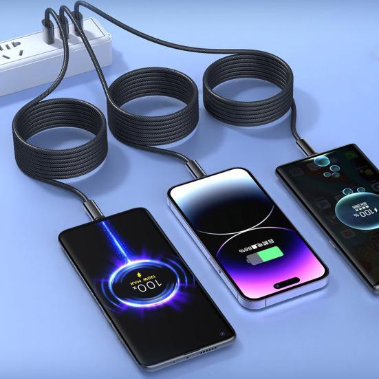 Magnetic Data Cable Braid USB C Cable Retractable Fast Charging Cable for IPhone Laptop Car Charger Travel