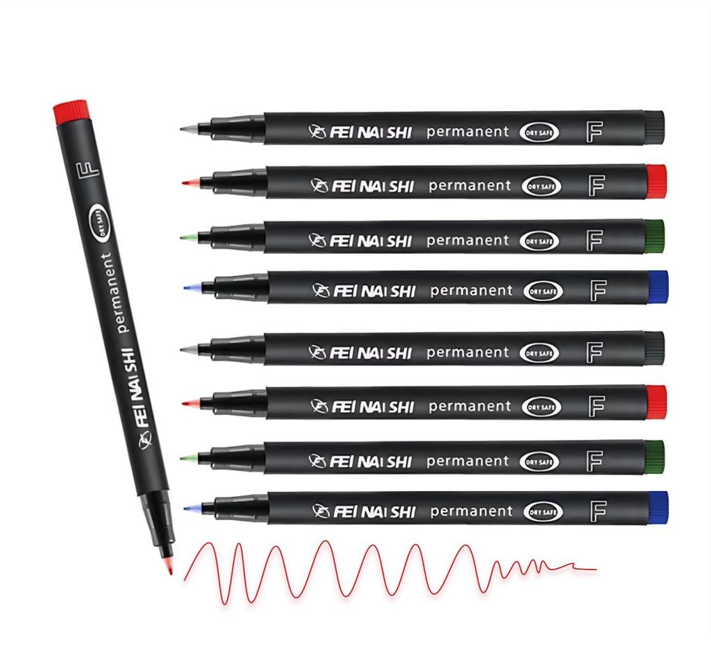 4Colors Fine Tip Permanent Marker Pens – Bright Colors (Black, Blue, Red, Green) for DIY Painting, Drawing, and Design