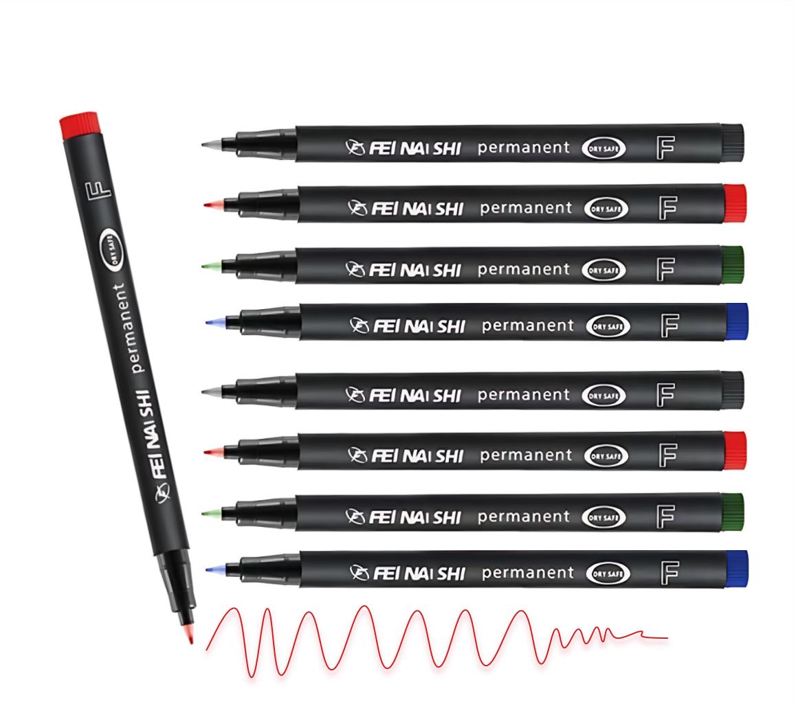 4Colors Fine Tip Permanent Marker Pens – Bright Colors (Black, Blue, Red, Green) for DIY Painting, Drawing, and Design 4pcs