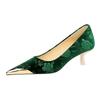 Fashion Autumn Luxury Metal Pointed Toe High Heels for Women Sexy Thin Low Heels Women Pumps Elegant Flower Suede Banquet Ladies Shoes