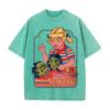 2026 Vintage Retro Girl Sewing Horror Graphic Washed T Shirt Dark Humor Spooky Casual Oversized Short Sleeve Streetwear Tee