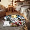 1 Piece Christmas Round Rug Suitable For Living Room Bedroom And Kitchen Home Decoration Room Decoration Gift For Friends And Family