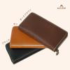Luxury Italian Leather Long Wallet with Coin Genuine Leather Tan Holds 13 Cards [MASSENI] Purse, Wallet, Color, (black)