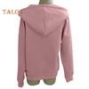 Fall Winter Women Zipper Coat Hooded Pure Color Zip-up Warm Long Sleeves Drawstring Pockets Stripe Elastic Cuff Hem Sport Jacket