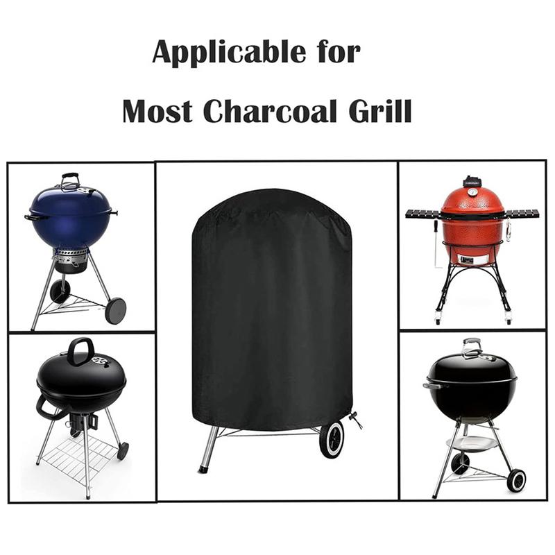 1PC Grill Protector Outdoor Barbecue Grill Cover School Round Camping Oxford Cloth Heavy Duty Black Kicthen
