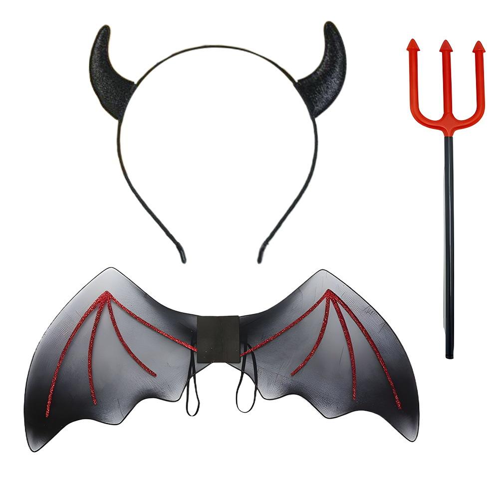 Devil Halloween Costume Accessories Set with Headband and Staff 0418G