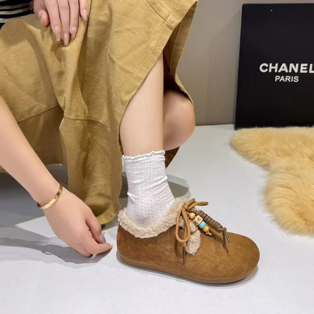 

Soft-soled pine cone toast women s winter new velvet laden shoes one pedal thick-soled cotton shoes snow boots 35 верблюд