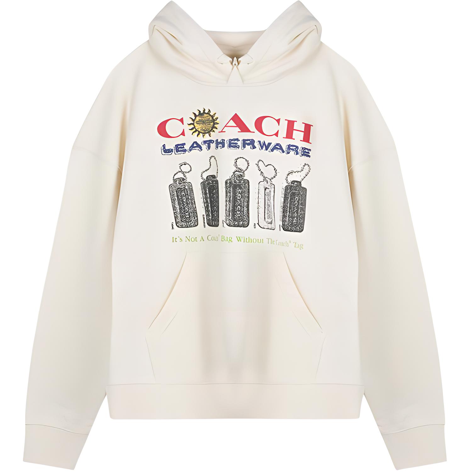 Coach Ss25 Хлопковый Повседневный Свитшот с Капюшоном Унисекс Свитшот Бежевый CZ072-CU3 M