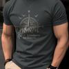 Summer Unisexs 100 Pure Cotton Casual Fashionable Loose Retro Compass Mountain Pattern Printed Round Neck Short Sleeved Tshirt