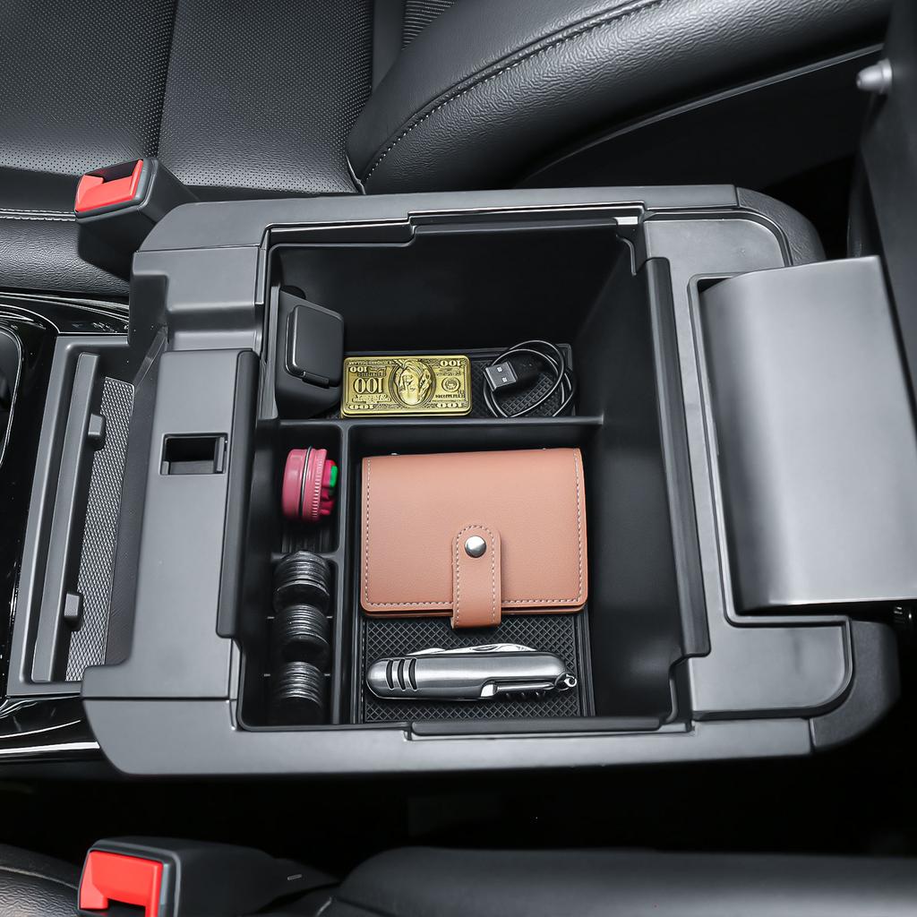 Center Console Organizer Tray for 2020-2025 Ford Explorer Armrest Storage Box with Coin Holder Interior Car Storage Accessories