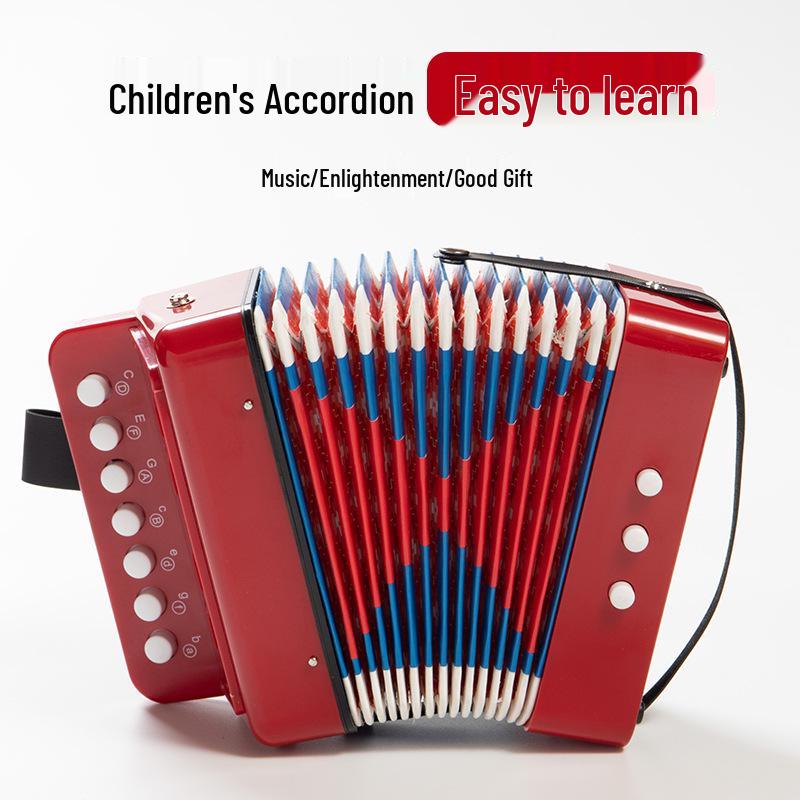 

Children s 7-Key Accordion: Beginner Musical Instrument Toy for Early Education, Multi-Color червоний