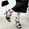 Summer Square Toe Thin High Heels Women Sandals Sexy Butterfly-knot Narrow Band Shoes Pole Dancing Sandalias Dress Pumps Women