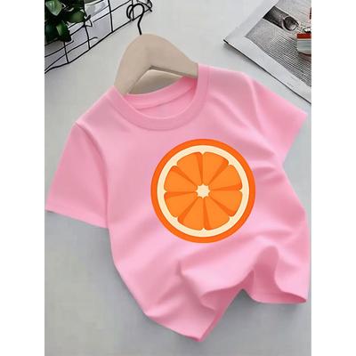 Taglie Europee T-shirt Bambino Estate Nuova Cartone Animato Arancione Fantasia Manica Corta - Carina Moda Abbigliamento Bambini