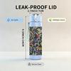 1PC Dark Mixed Floral Leaf Vintage Print 750ml Color Plastic Sports Water Bottle Leakproof Flip Straw Lid Suitable for Sports Office Home Use