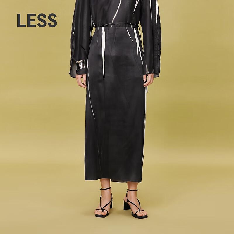 LESS 2024 Spring Floral H-Line Midi Skirt S