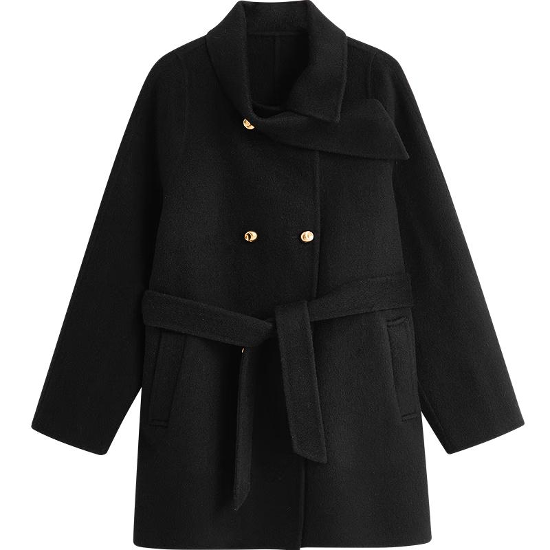 Inman Women's Pure Merino Wool Shawl Collar Double-faced Wool Coat