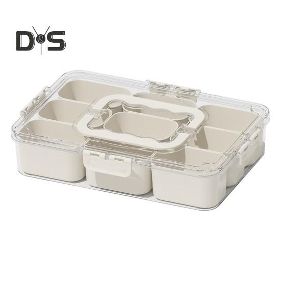 Contenedor para refrigerios con múltiples compartimentos, diseño de tapa transparente sin BPA, organizador para refrigerador, caja de almacenamiento de alimentos