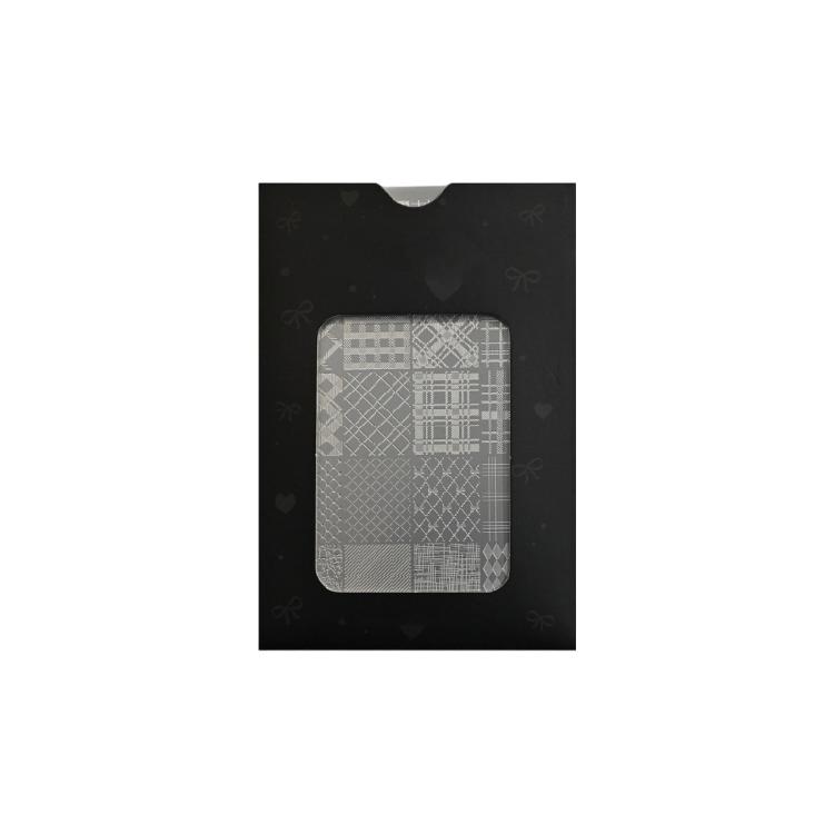 

Creative Nail Art Tool Stainless Steel Stamp Plate With Grid Stripes Houndstooth For Professional Manicure Results 1