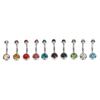 10pcs Belly Button Rings Colorful Rhinestone Stainless Steel Curved Navel Barbell Body Piercing Jewelry