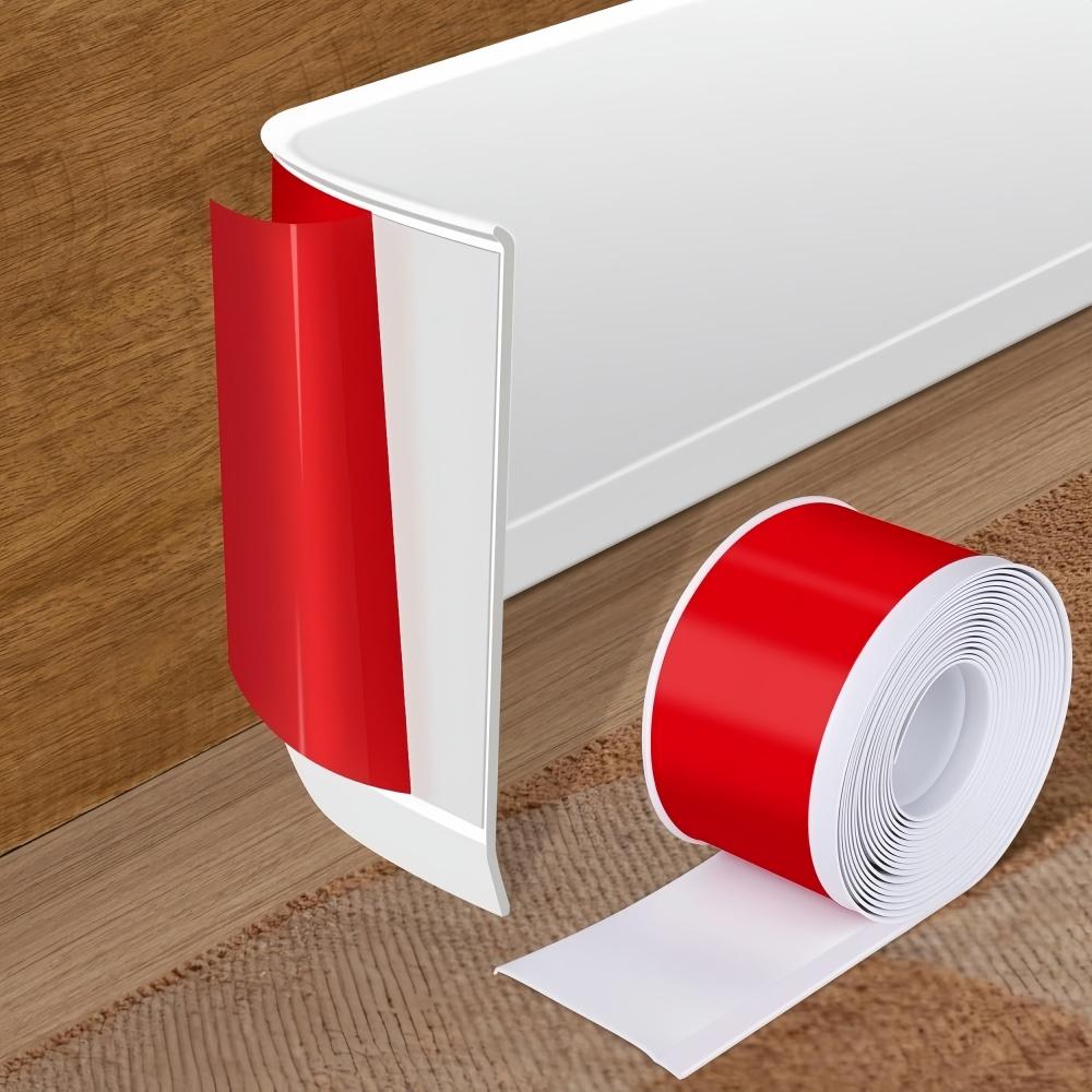 

1PC 2M/78.7IN Self-adhesive Rubber Skirting Board Waterproof Wall Sticker Edge Closing Strips Living Room Baseboard Decor 2m білий