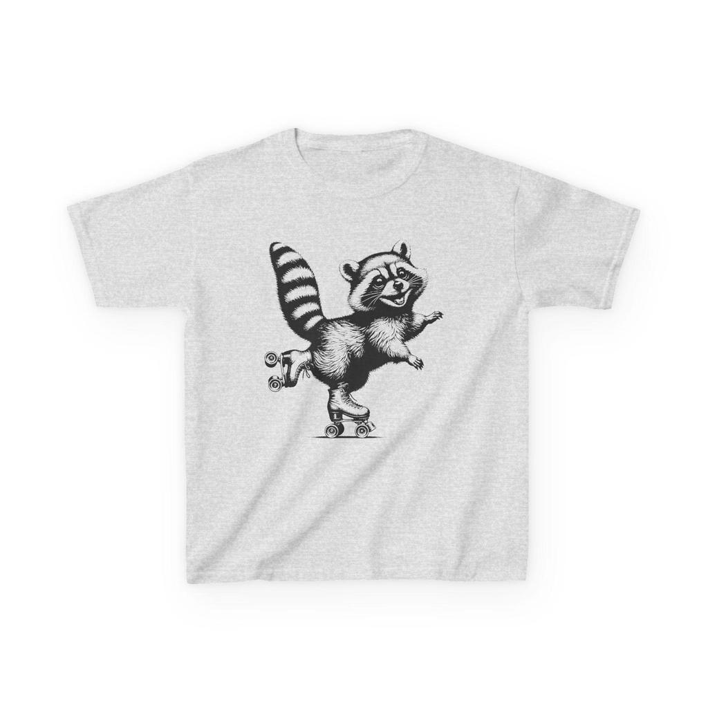 Roller Skating Raccoon Kids Tee: Playful Graphic T-Shirt