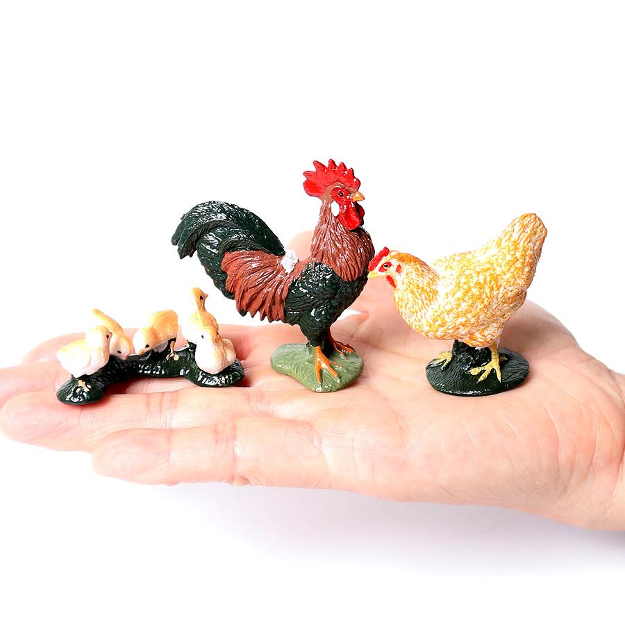 

Реалистичные пластиковые фигурки животных на ферме, гусь, утка, курица, цыпленок, домашняя птица, модели животных, игровой набор из 3 предметов для детей и малышей