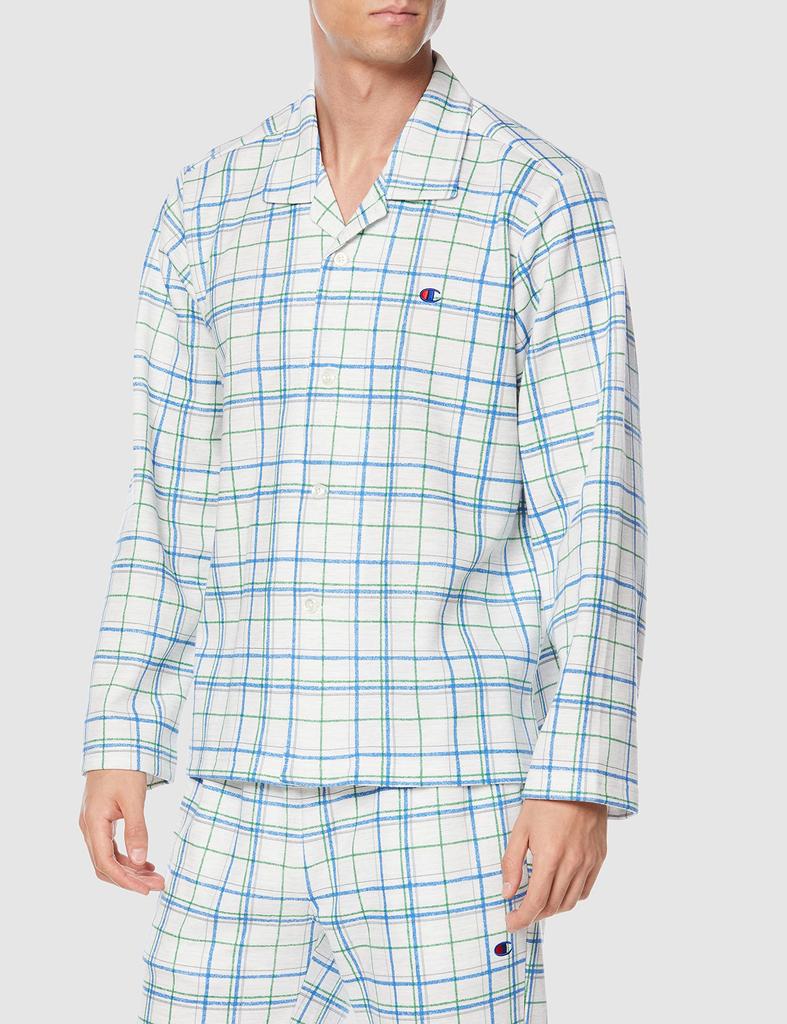 Long Long Cardboard M [Champion] Pajamas, Sleeves, Pants, Knit, Men's, Blue,