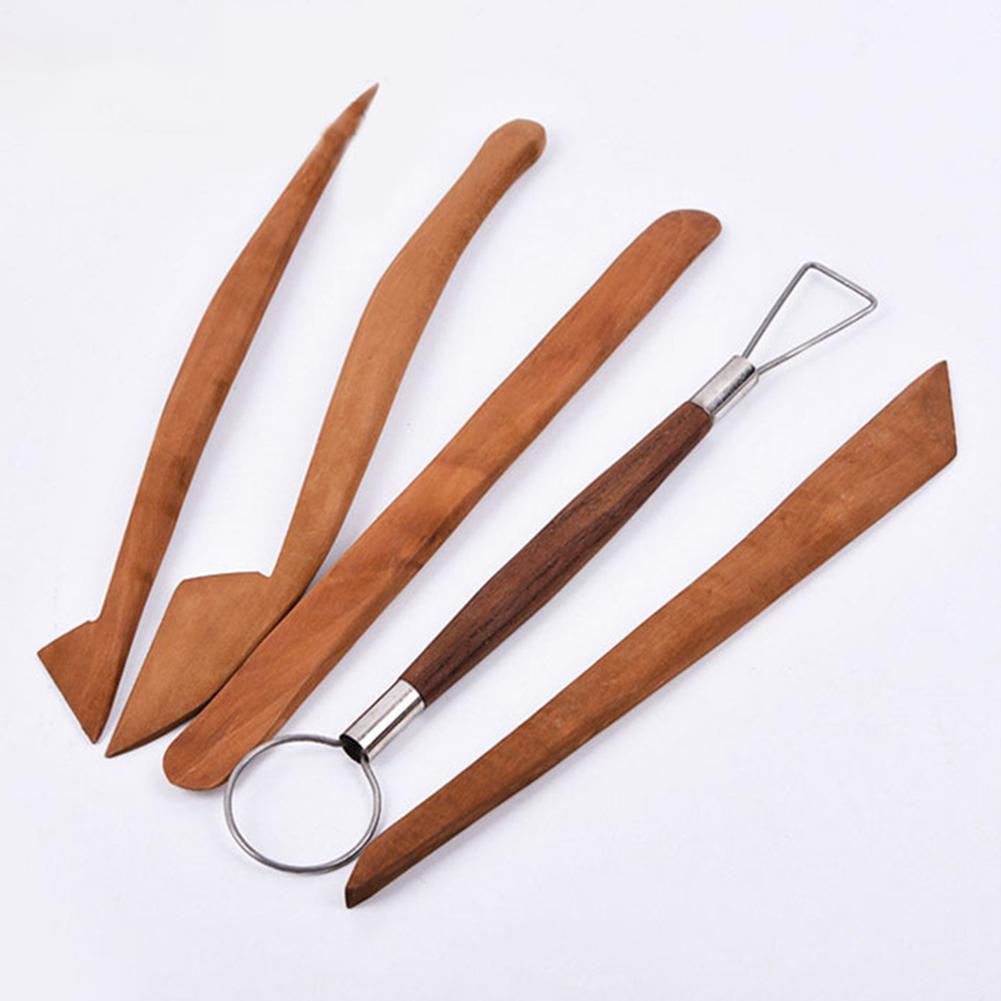 5pcs/set Strong Soft Clay Wood Handle Carving Pottery Tools