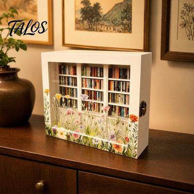 Shake Away Your Anxiety Mini Bookshelf, Miniature Wooden Bookshelf Figurine with 200 Pcs Book, Stress Relief Gifts for Book Lovers, Adults