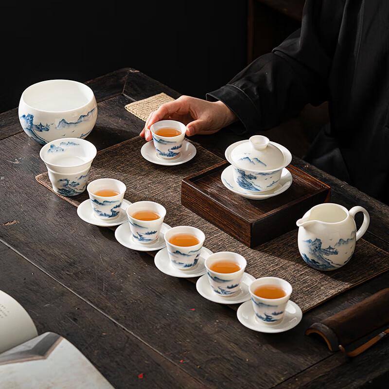Su Shi Hand-painted Ceramic Landscape Tea Set