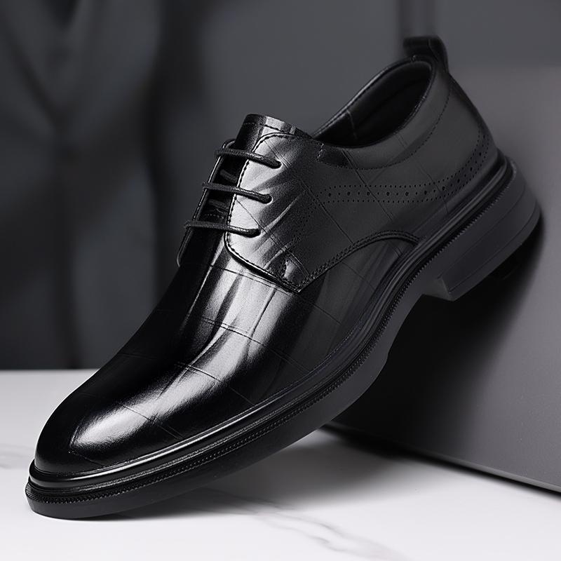 Fashion Brand Men's Business Wedding Party Formal Leather Shoes Soft Comfortable Non Slip Sole Casual Oxford Shoes Lace Up Driving Shoes